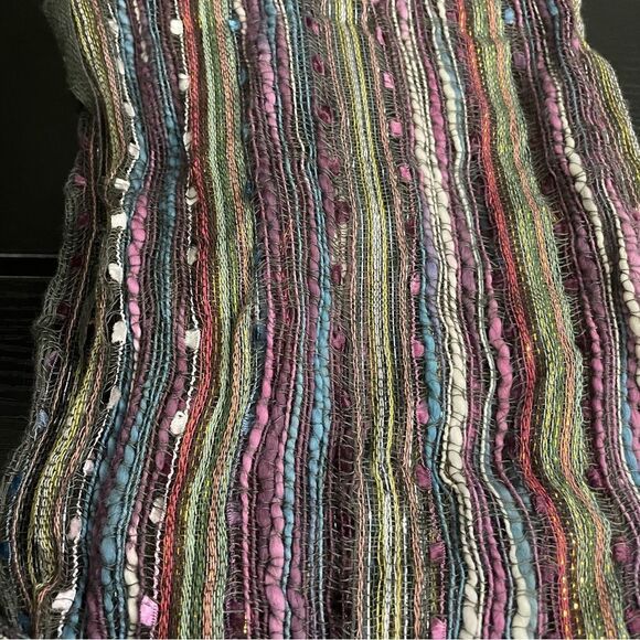 Multi-Color Scarf, Cotton, Rayon, Model & Metallic Blend with Tassels - Picture 13 of 14